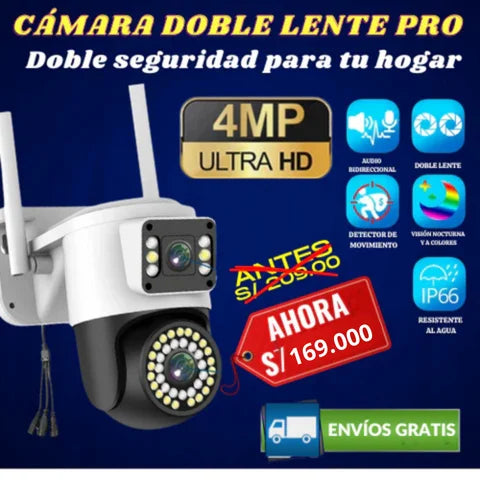 Cámara IP de doble lente con WIFI de 4MP