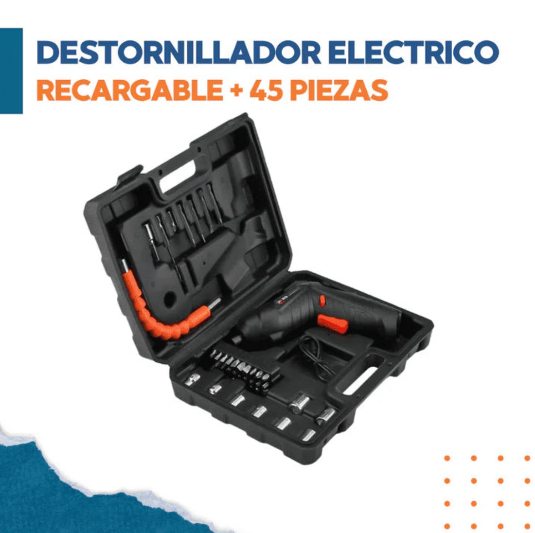 KIT DESTORNILLADOR ELÉCTRICO DE 47 PIEZAS PROMOCION + ENVÍO GRATIS